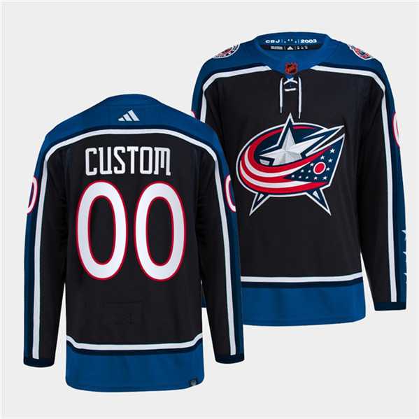 Men%27s Columbus Blue Jackets Custom Navy 2022 Reverse Retro Stitched Jersey